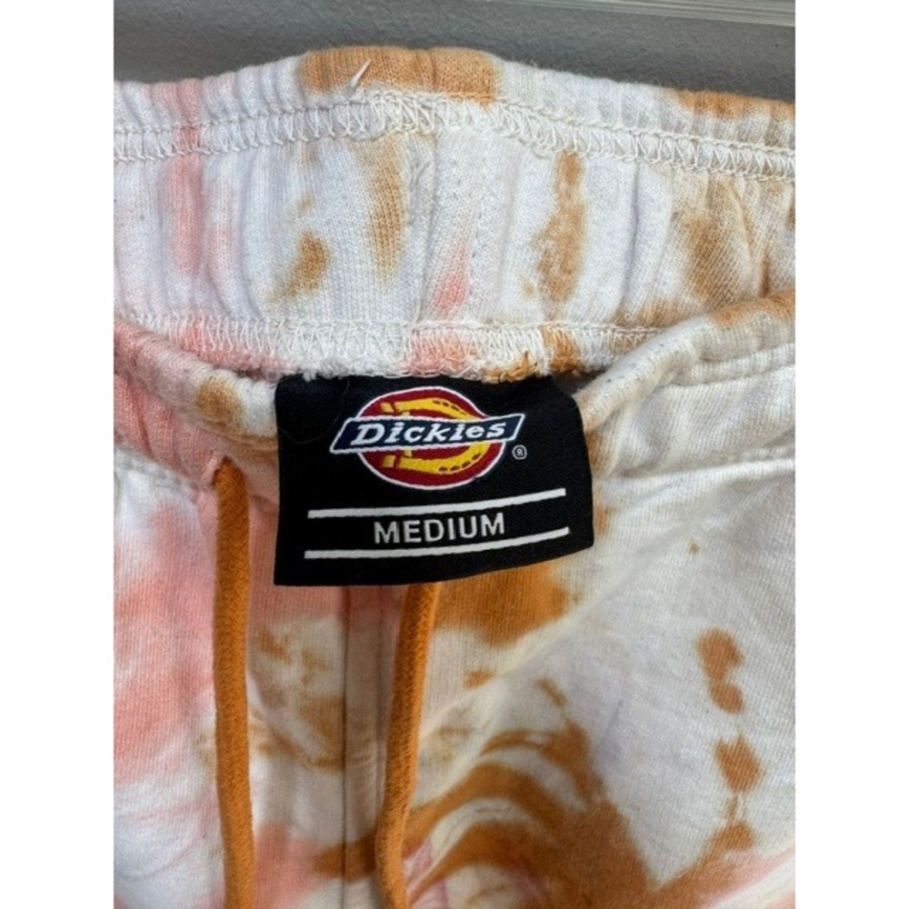 Dickies Orange Pink Tie Dye Fleece Sweat Shorts Mens Medium Drawstring EUC - Picture 4 of 8